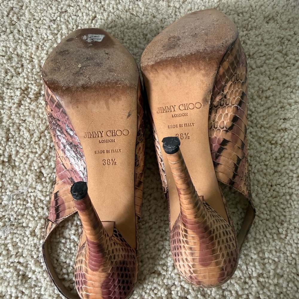 Jimmy Choo Snakeskin Slingback Heels - Picture 5 of 9
